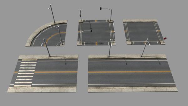 مجموعه مدل سه بعدی جاده شهری Road Pack